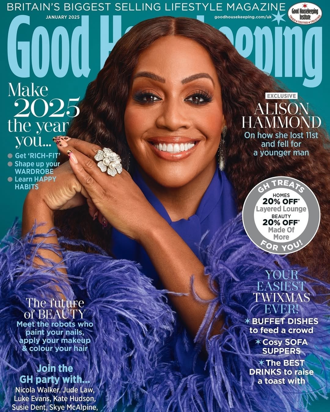 Alison Hammond Shines on Good Housekeeping Cover with a Stunning Baldy Lox Boutique Wig